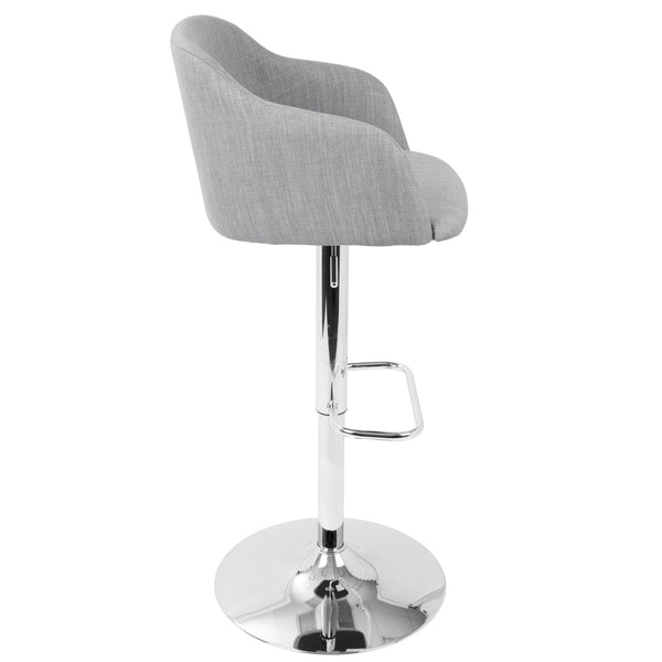 English Elm Daniella Upholstered Adjustable Swivel Barstool in Light Grey — Bucket Seat, Chrome Footrest, 360° Comfort B202P222288