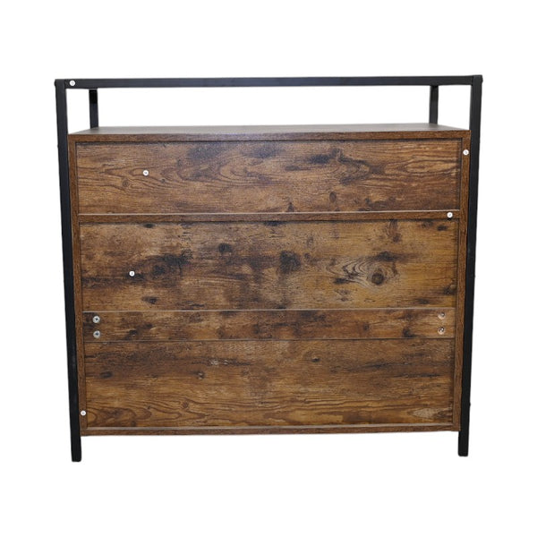 English Elm Rustic Wooden Cat Litter Box Enclosure with Scratching Mat, Rustic Brown Industrial Cat Hideaway 31.9"x17.7"x31.4" W1412P271588