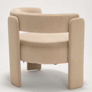 English Elm Accent Chair Velvet Upholstered Mid Century Modern Seat with Tapered Wood Legs for Any Room Khaki W3244P417179