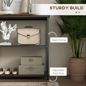 English Elm HOMCOM 39" Console Table with 2 Shelves, Steel Frame Entryway Sofa Table, Narrow Modern Brown W2225P229241