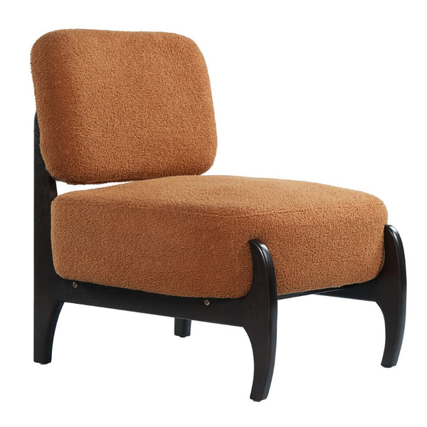 English Elm 26" Boucle Lounge Chair Solid Wood Frame Woven Texture Minimalist Seat for Any Room Orange N767P408732G