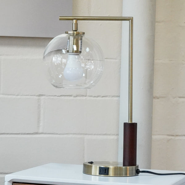 English Elm Ashcroft Furniture - Modern Oak Table Lamp with Paper Rattan Shade for Living Room Bedroom Study — Soft Diffused Glow, Durable Craftsmanship Gold B183P315120