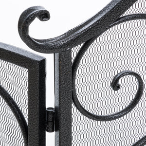 English Elm Christopher Knight Home® - KINGSPORT Rosalinda Floral Iron Fireplace Screen in Black Brushed Gold Finish with Ornate Detail and Protection 55340.00SIL