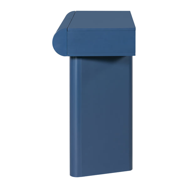 English Elm U_Style 47.6" Modern High-Gloss Entryway Table with Curved Drawers, Geometric Legs & Storage Navy Blue N711P285757V