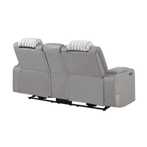 English Elm Duran Power Reclining Loveseat with Adjustable Headrests Led Lighting and Bluetooth Grey B201P412680