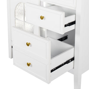 English Elm 35.6" Freestanding Bathroom Vanity with Roman Column Base and Ceramic Integrated Sink White W1801S00011