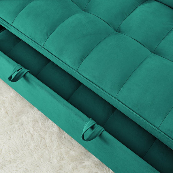 English Elm 54.33 Versatile foldable velvet sofa bed with tufted back, adjustable 3-position recline and durable wood frame Antique Green W2353P252434