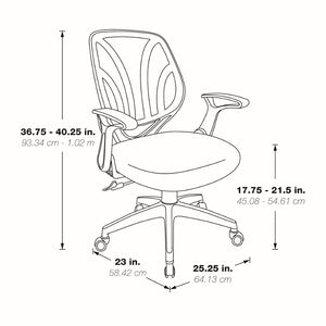 OSP Home Furnishings Screen Back Mesh Task Chair with Lumbar Support Ergonomic Seating for Home Office Use EM69202N-3M