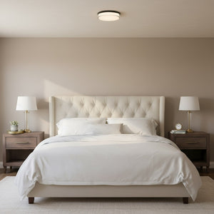 English Elm 12-inch Flush Mount Ceiling Light Dimmable Led Frosted Acrylic Matte Modern Fixture Black B370P398958