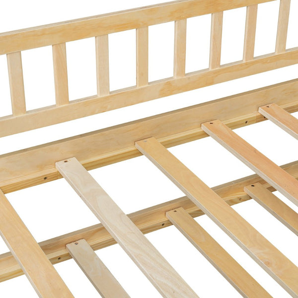 English Elm Twin House Bed with Trundle Solid Pine Frame Walnut Kids Bedroom Sleepover N708P357115N