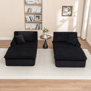 English Elm Chaise High-Density Foam Sleeper Chair – Corduroy Upholstered, No Assembly, Reversible Armrests Black W1170S00037