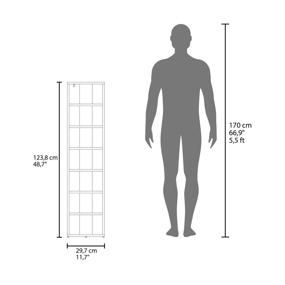 English Elm Hatch 7-Tier Slim Shoe Rack Organizer in Black-Brown – Space-Saving Engineered Wood, Durable Design B092P315559