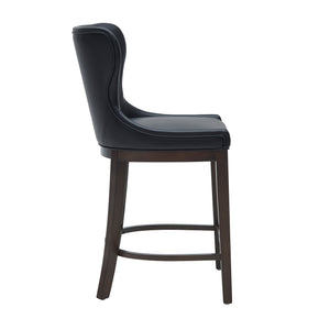 English Elm Blair Wood Upholstered Counter Stool - Stylish Black Design With Wingback Support & Footrest B365P398070