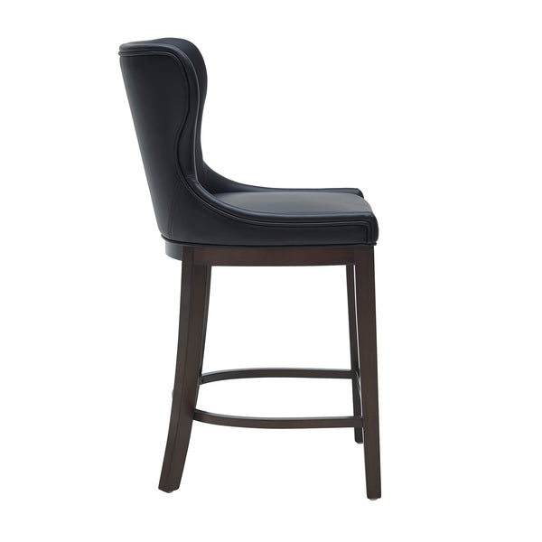 English Elm Blair Wood Upholstered Counter Stool - Stylish Black Design With Wingback Support & Footrest B365P398070