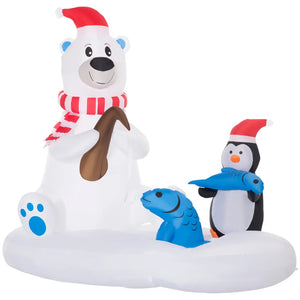 English Elm 6ft Polar Bear and Penguin Led Inflatable Outdoor Christmas Yard Decoration T3971P404379