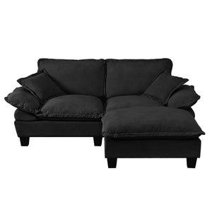 English Elm Modular Cloud Sectional Sofa Chenille Upholstered with Ottoman for Apartment Living Black W3163S00111