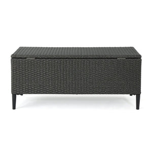 English Elm Rupert Outdoor Resin Wicker Storage Unit for Patio Pool Gear and Entertaining Essentials 62262.00GRY