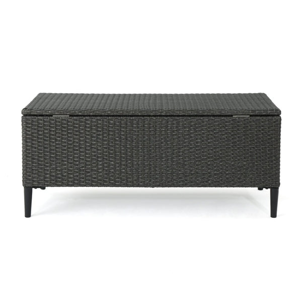 English Elm Rupert Outdoor Resin Wicker Storage Unit for Patio Pool Gear and Entertaining Essentials 62262.00GRY