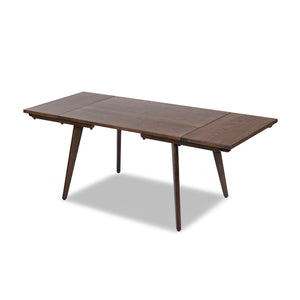 English Elm Jennifer Taylor Home - Capri Solid Red Oak Extendable Dining Table 47–78.5" Seating 4–6, Mid-Century Tapered Legs, Grain Finish Dark Brown B2719P395574