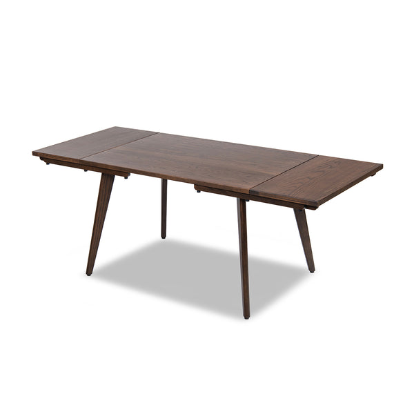 English Elm Jennifer Taylor Home - Capri Solid Red Oak Extendable Dining Table 47–78.5" Seating 4–6, Mid-Century Tapered Legs, Grain Finish Dark Brown B2719P395574