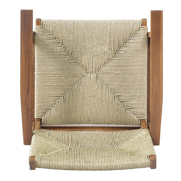 English Elm 5-piece Outdoor Dining Set Round Acacia Wood Table with Handwoven Wicker Armchairs Teak N770PS5345269T