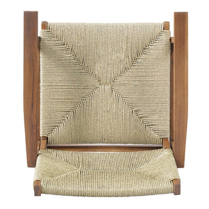 English Elm Durable Outdoor Dining Chairs Acacia Wood Handwoven Wicker Patio Set of Two Teak N770P345267T