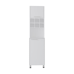 English Elm Attica 80" High Double Cabinet Pantry with Six Spice Cubbies, Four Shelves, Sleek White MDF Storage B070P286454
