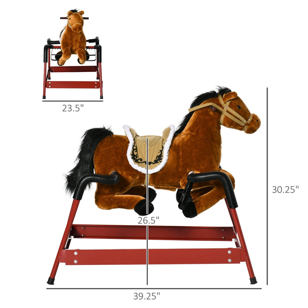 English Elm Soft Plush Unicorn Spring Horse Ride on Toy with Sound for Kids Ages 3 and Up T3971P442144