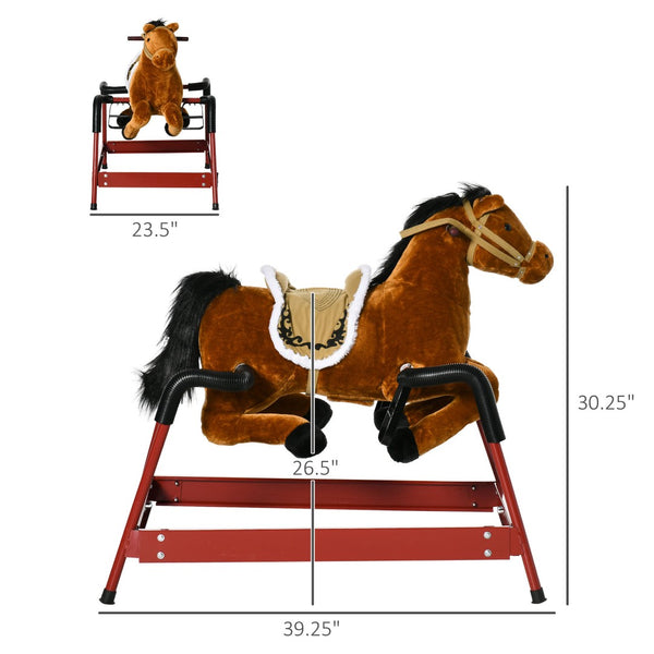 English Elm Soft Plush Unicorn Spring Horse Ride on Toy with Sound for Kids Ages 3 and Up T3971P442144