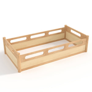 English Elm Twin Low Profile Floor Bed with Guardrails Pine Wood Frame Minimalist Bedroom Natural W1580P438791
