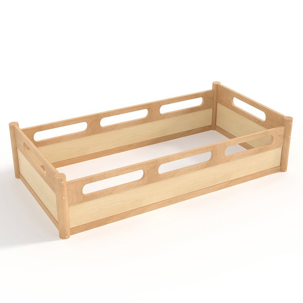 English Elm Twin Low Profile Floor Bed with Guardrails Pine Wood Frame Minimalist Bedroom Natural W1580P438791