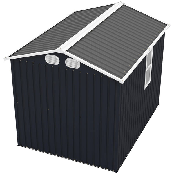 English Elm Campcraft 8x6 Outdoor Metal Storage Shed with Lockable Doors and Ventilation for Backyard Dark Gray W1598S00044