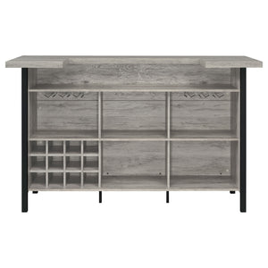 English Elm Menimen Industrial Grey Driftwood Freestanding Bar Unit with Two-Tier Prep Surface & Metal Frame B062P351438