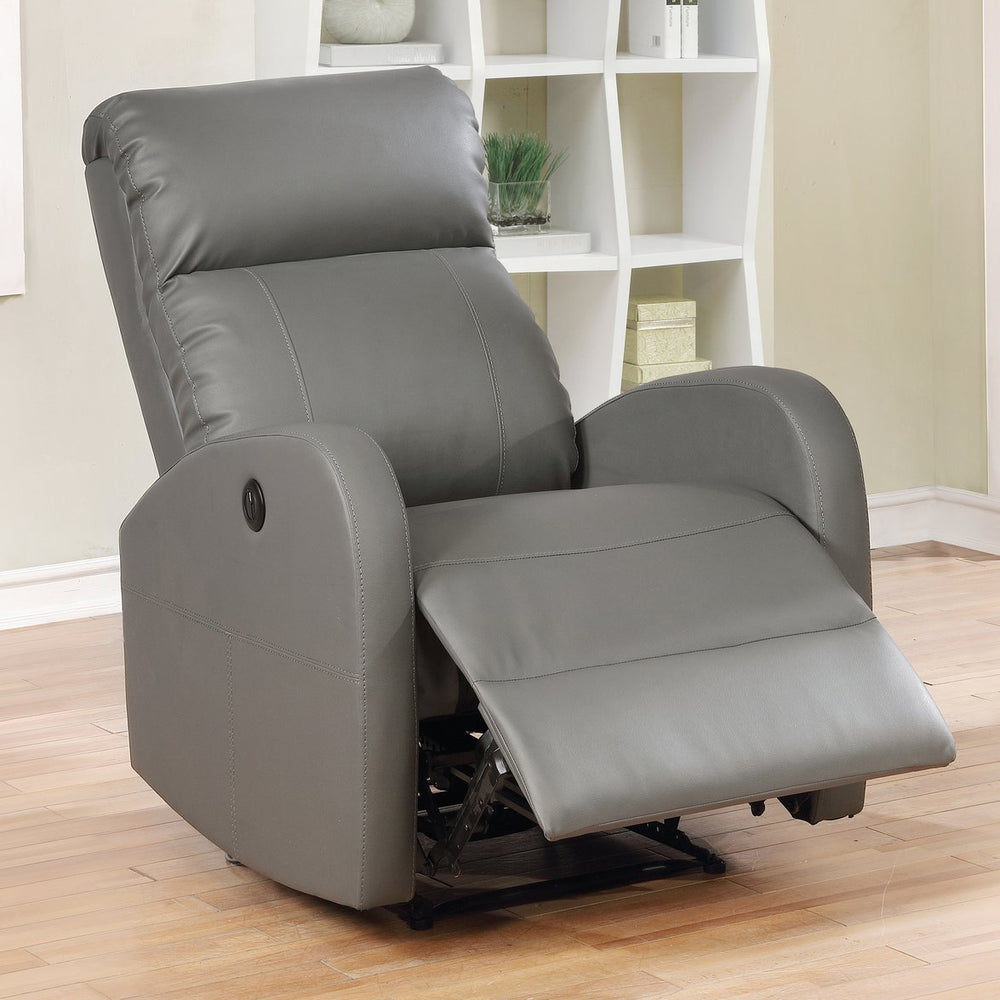 English Elm SEAN Electric Power Recliner Chair with USB Charging, Leather-Infused Upholstery, Compact Cozy Relaxation B347P404438