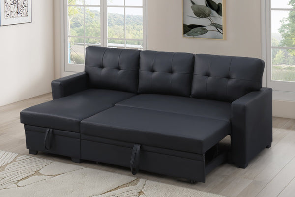 English Elm Convertible Upholstered Sectional Sofa with Pull-out Chaise Sleeper and Storage B2730S00008