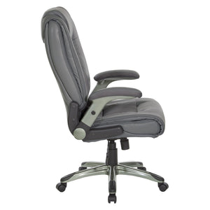 OSP Home Furnishings Exec Bonded Leather Office Chair with Lumbar Support Flip Arms and Pneumatic Height Adjust ECH52607-EC42