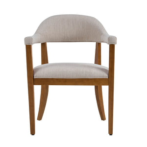 English Elm Wood Frame Upholstered Dining Chairs Set of 2 Curved Back Rubberwood Armrest Seating Beige,Walnut N768P389407W