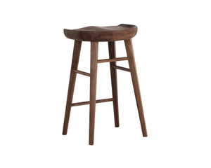 Sunpan Dominic Counter Stool - Solid Oak Craftsmanship with Sculpted Seat for Elegant Modern Spaces Walnut