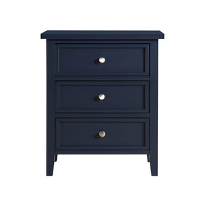 English Elm Luca 3-Drawer Nightstand with Dovetail Drawers and Metal Glides, Tapered Legs, No Assembly Required Dark Blue B050P376949