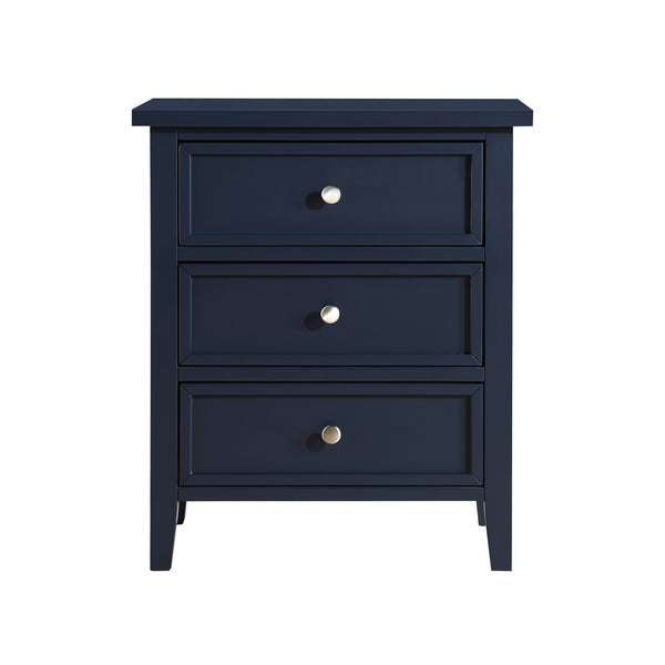 English Elm Luca 3-Drawer Nightstand with Dovetail Drawers and Metal Glides, Tapered Legs, No Assembly Required Dark Blue B050P376949