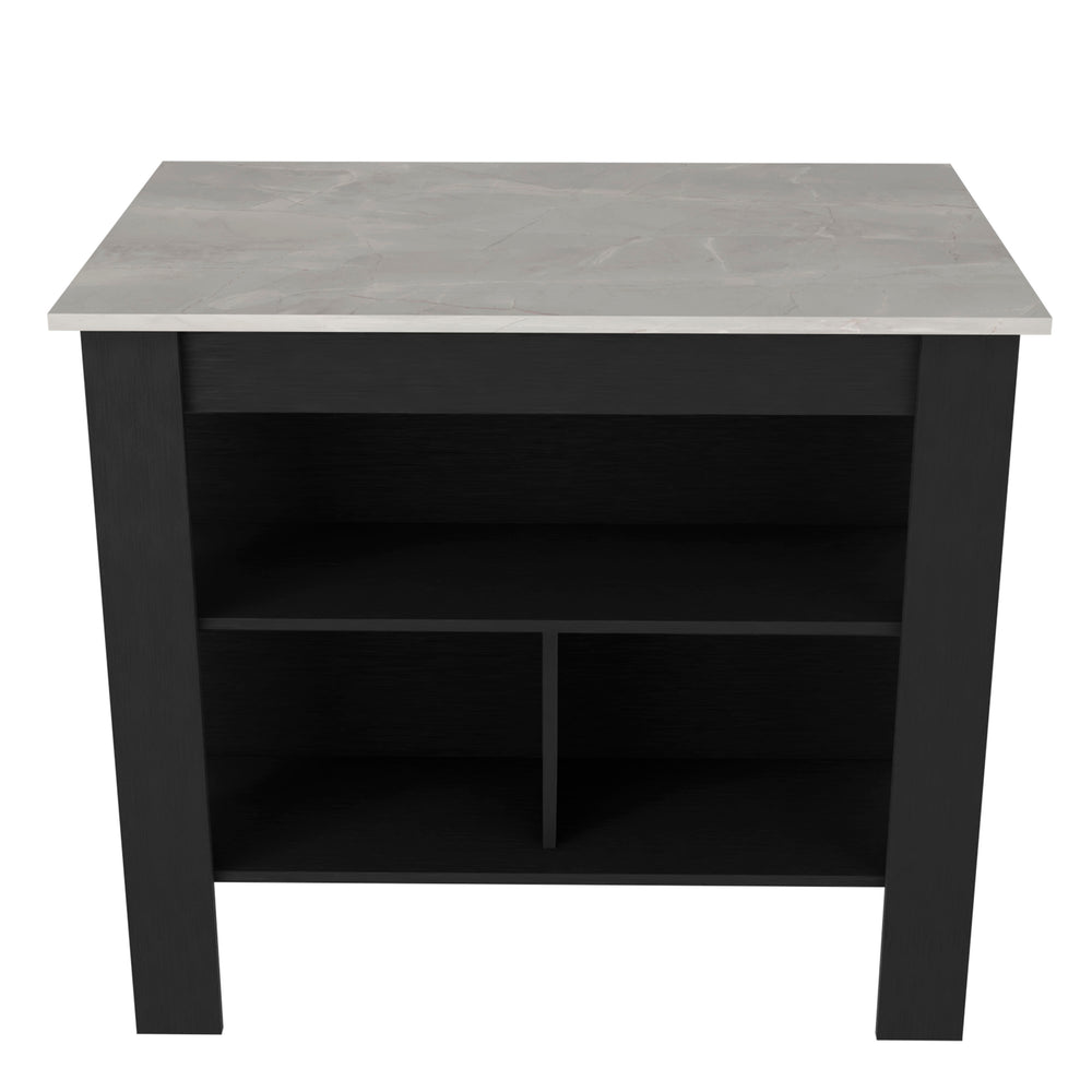 English Elm Brooklyn Kitchen Island with Spacious Top, Three Concealed Shelves, Legroom for Stool, Multicolor B128P148877
