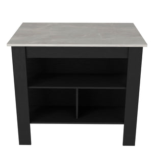 English Elm Brooklyn Kitchen Island with Spacious Top, Three Concealed Shelves, Legroom for Stool, Multicolor B128P148877