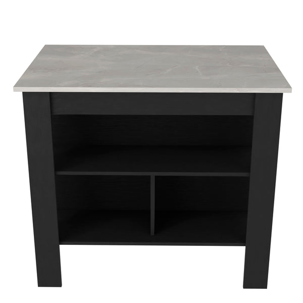 English Elm Brooklyn Kitchen Island with Spacious Top, Three Concealed Shelves, Legroom for Stool, Multicolor B128P148877