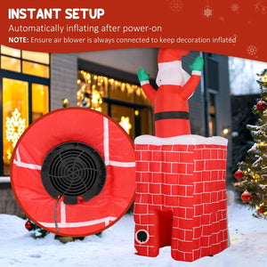 English Elm 7ft Animated Outdoor Santa Inflatable with Led Glow and Chimney Rising Action T3971P400605