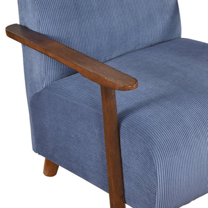 English Elm Modern Accent Chair with Corduroy Upholstery and Solid Wood Frame, Streamlined Comfort for Living Blue 30.25 L x 28.75 W x 17 H B011P283276
