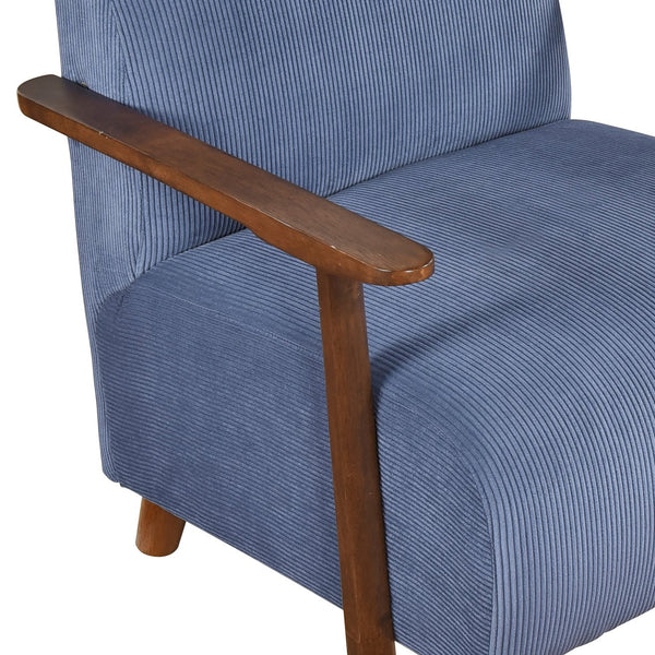 English Elm Modern Accent Chair with Corduroy Upholstery and Solid Wood Frame, Streamlined Comfort for Living Blue 30.25 L x 28.75 W x 17 H B011P283276