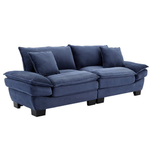 English Elm Corduroy Stylish Sleeper Sofa Loveseat with Dual-Layer Cushions & Two Support Pillows, Sturdy Frame Blue W676P184142