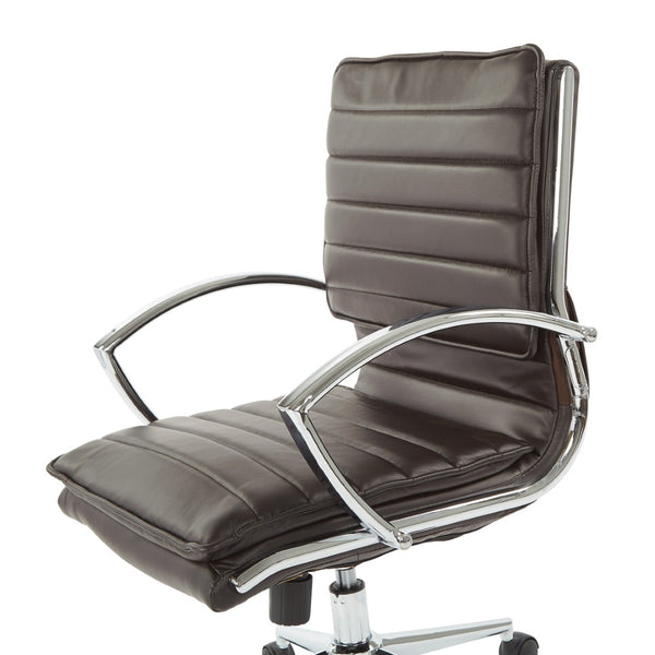 OSP Home Furnishings High Back Executive Office Chair Faux Leather Ergonomic Seat with Chrome Arms and Lumbar Support Mid SPX23591C-U1