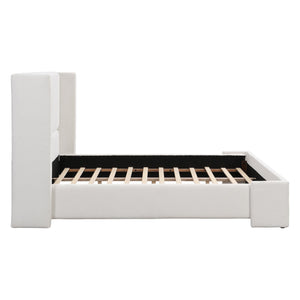 English Elm Christopher Knight Home® - Elegant White Fabric Upholstered Bed With Tall Wingback Headboard - Luxurious King Size Comfort N769P263514K