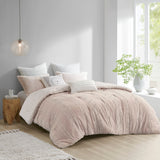 INK+IVY Kara  3 Piece Cotton Jacquard Comforter Set II10-1149 Blush